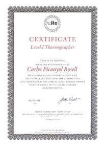 Certificado de la formación de nivel 1 en termografía